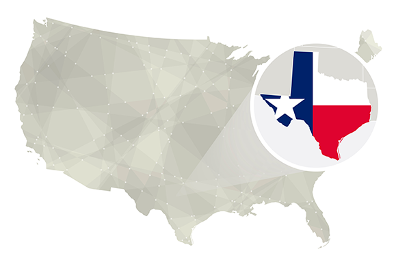 Texas state USA electric map