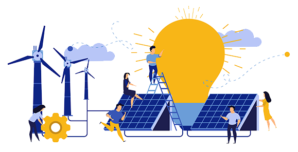 Renewable energy sources illustration graphic