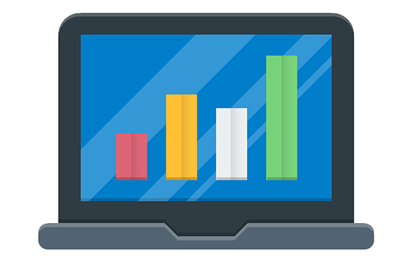 Bar chart on laptop screen